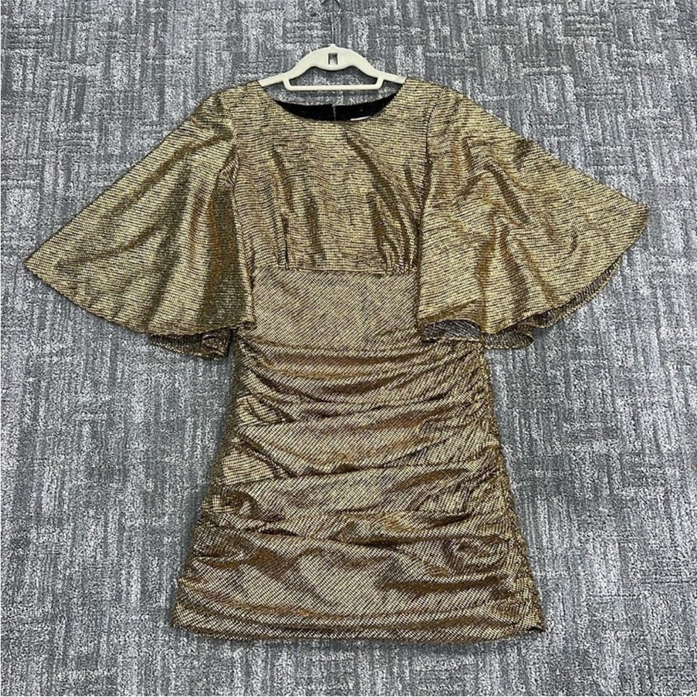 Shona Joy Metallic Gold Mini Dress